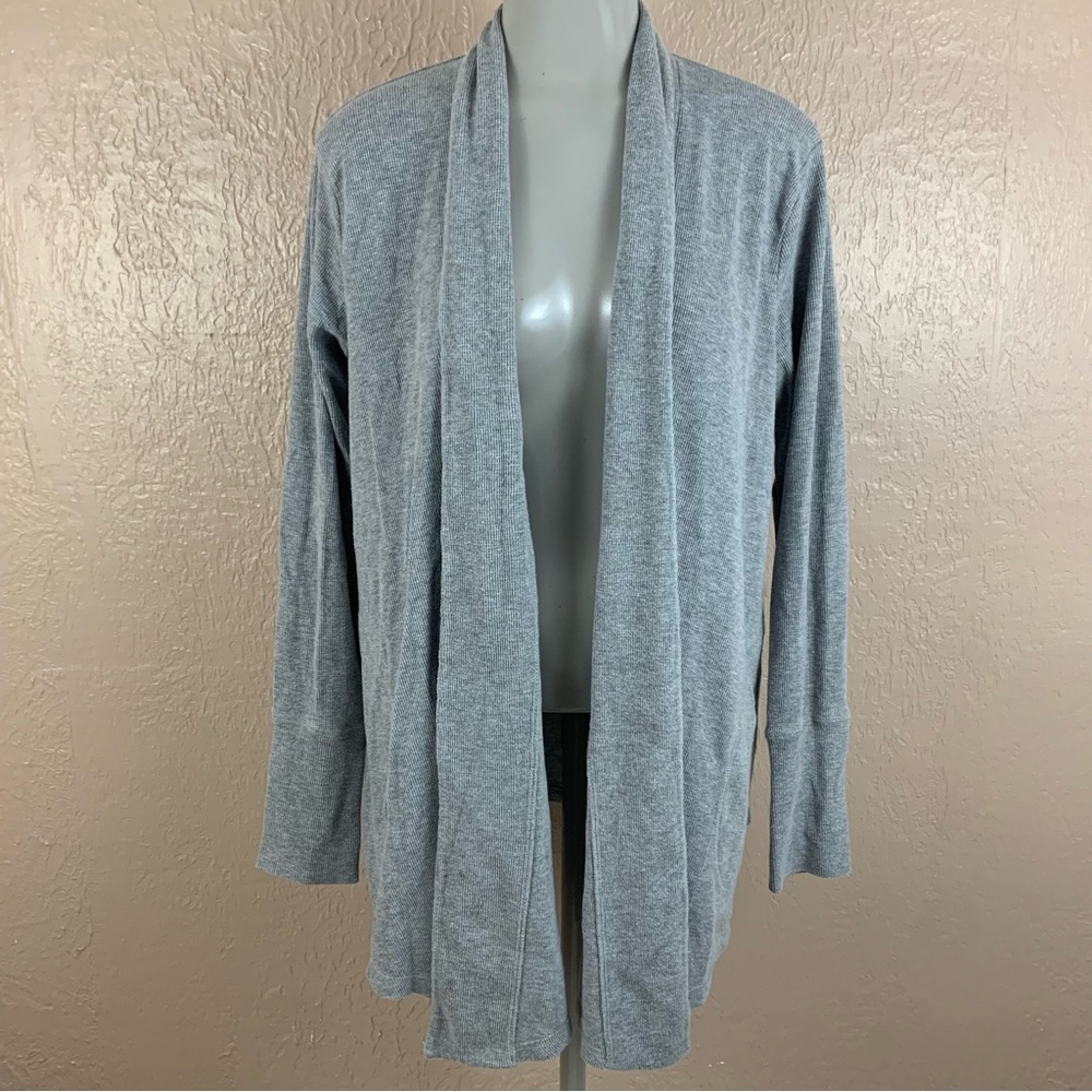Mae Grey Waffle Long Sleeve Open Front Cardigan